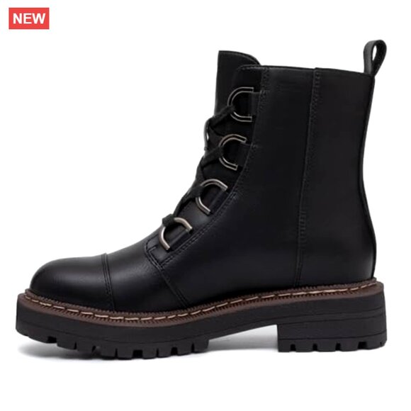 Women's Lace-Up Combat Boots Platform Chunky Heel Lug Sole Ankle Booties - Picture 2 of 7